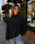 CUSTOM BLACK EMBOSSED MOCKNECK