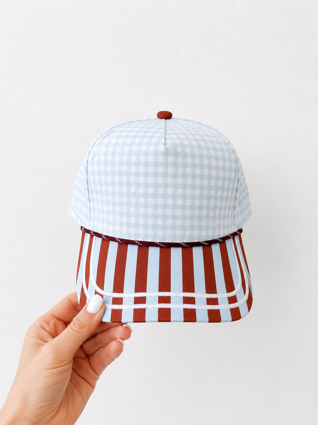 Polka dot/striped blank hat
