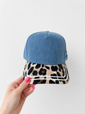 Denim/cheetah blank hat