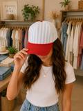Red Blue striped hat