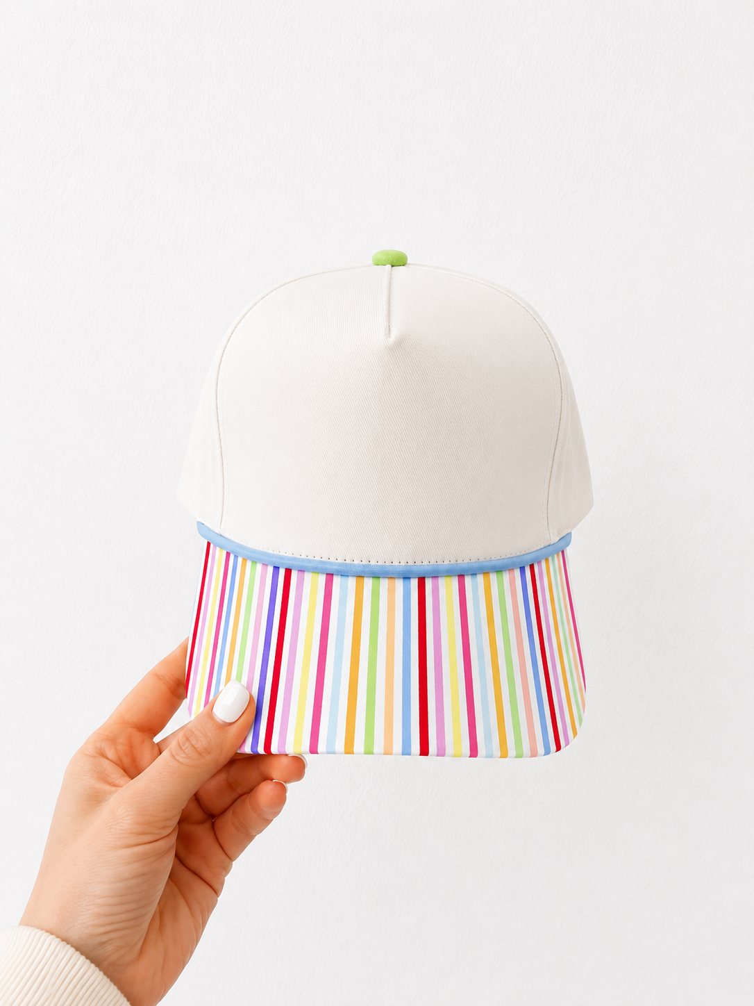 Rainbow striped blank hat