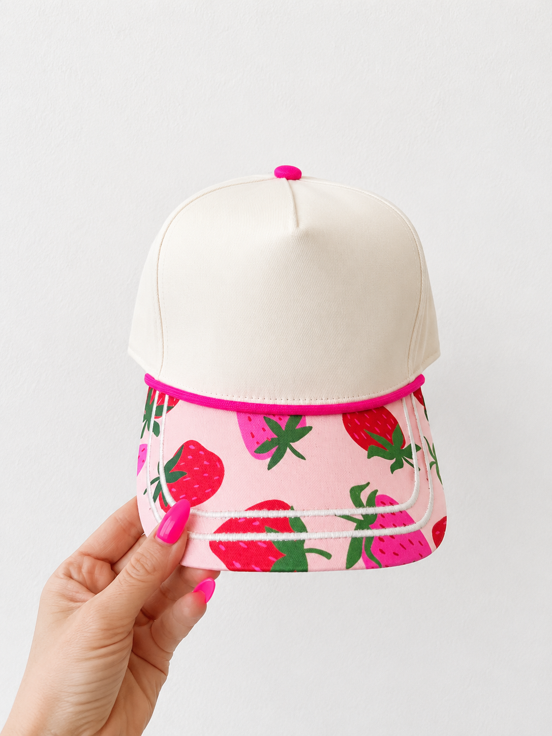 White/ strawberry Blank hat