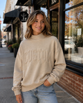 CUSTOM TAN EMBOSSED MOCKNECK