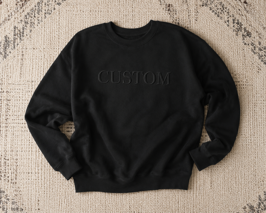 CUSTOM SILICONE EMBOSSED CREWNECK BLACK